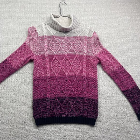VTG Cotton Country Multicolor Sweater Women S Heavy 3D Cable Knit Canada made - Picture 7 of 16